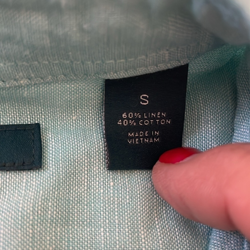 NWT men’s Perry Ellis linen blend button-down shirt aqua sea color size S/CH - Picture 7 of 8